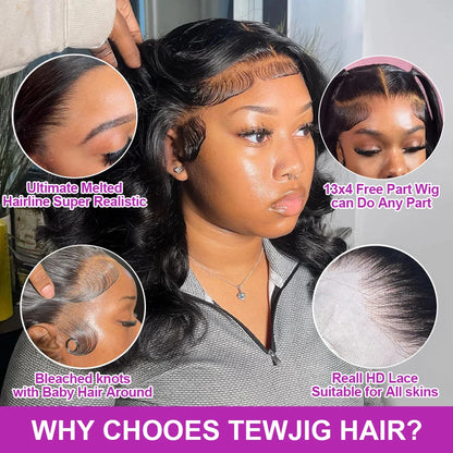 Body Wave HD Lace Frontal Wig 250% Short Bob Wig Glueless Human Hair Water Wavy 13x4 13x6 Transparent Lace Front Wigs For Women