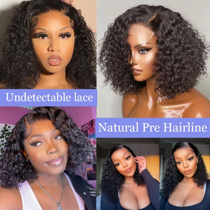 100% Curly Human Hair Glueless Wigs 13x6 Hd Lace Front Wig Jerry Burmese Curly Closure Frontal Short Bob Ready to Wear And Go