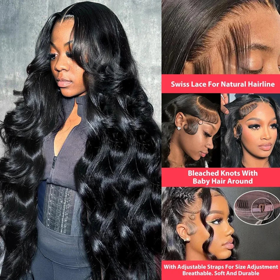 40 Inch Body Wave Human Hair Front Wig 13x6 13x4 Hd Lace Transparent Frontal wig Pre Plucked Brazilian Human Hair Wigs For Women