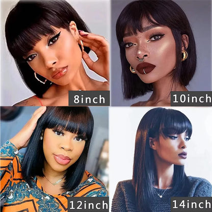 Rosslyn Bob Wig Human Hair Straight Wigs Full Machine Wig Black Wig 1b Bleached Knoted Short Human Hair Wigs Brazilian Original