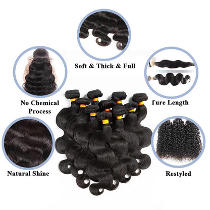 12A Body Wave Human Hair Bundles 40 Inch Human Hair Unprocessed Brazilian Virgin 3 4 Pcs Raw Hair Bundles Weave Extensions