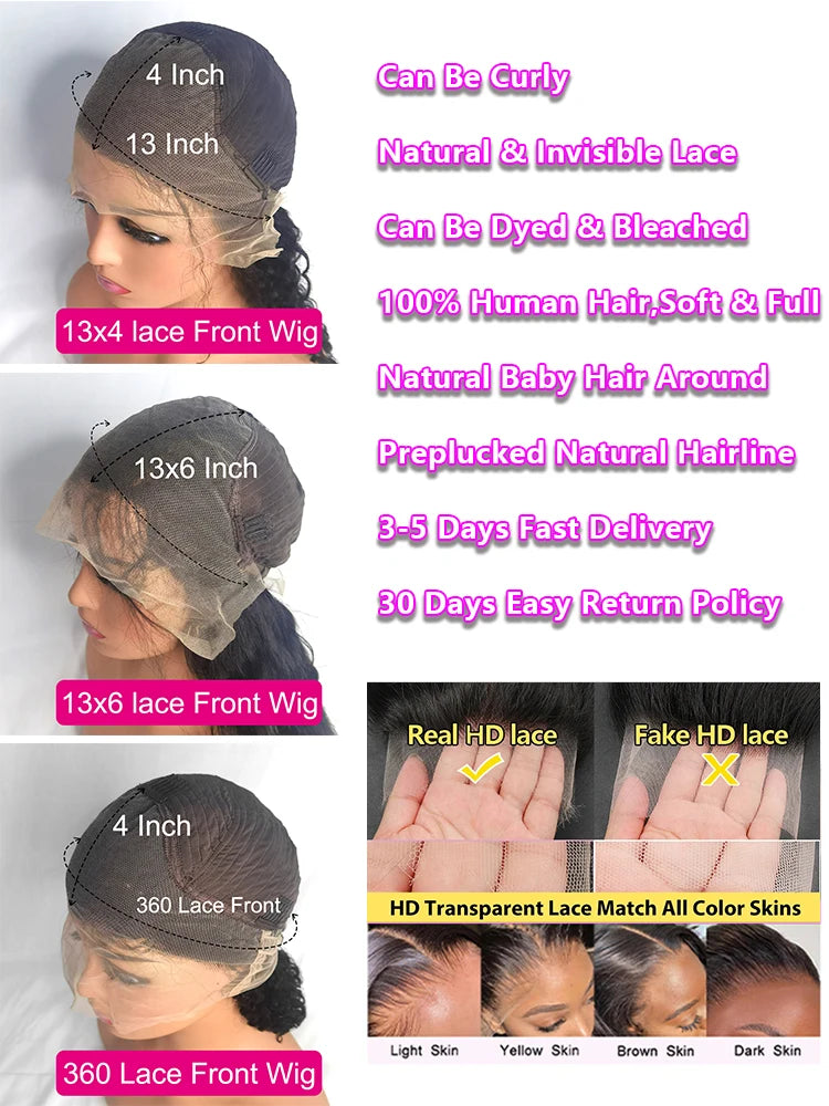 200 Density 40 Inch Bone Straight 13x4 13x6 360 Lace Front Wig Hd Transparent Lace Frontal Wig Human Hair Pre Plucked Lace Wigs