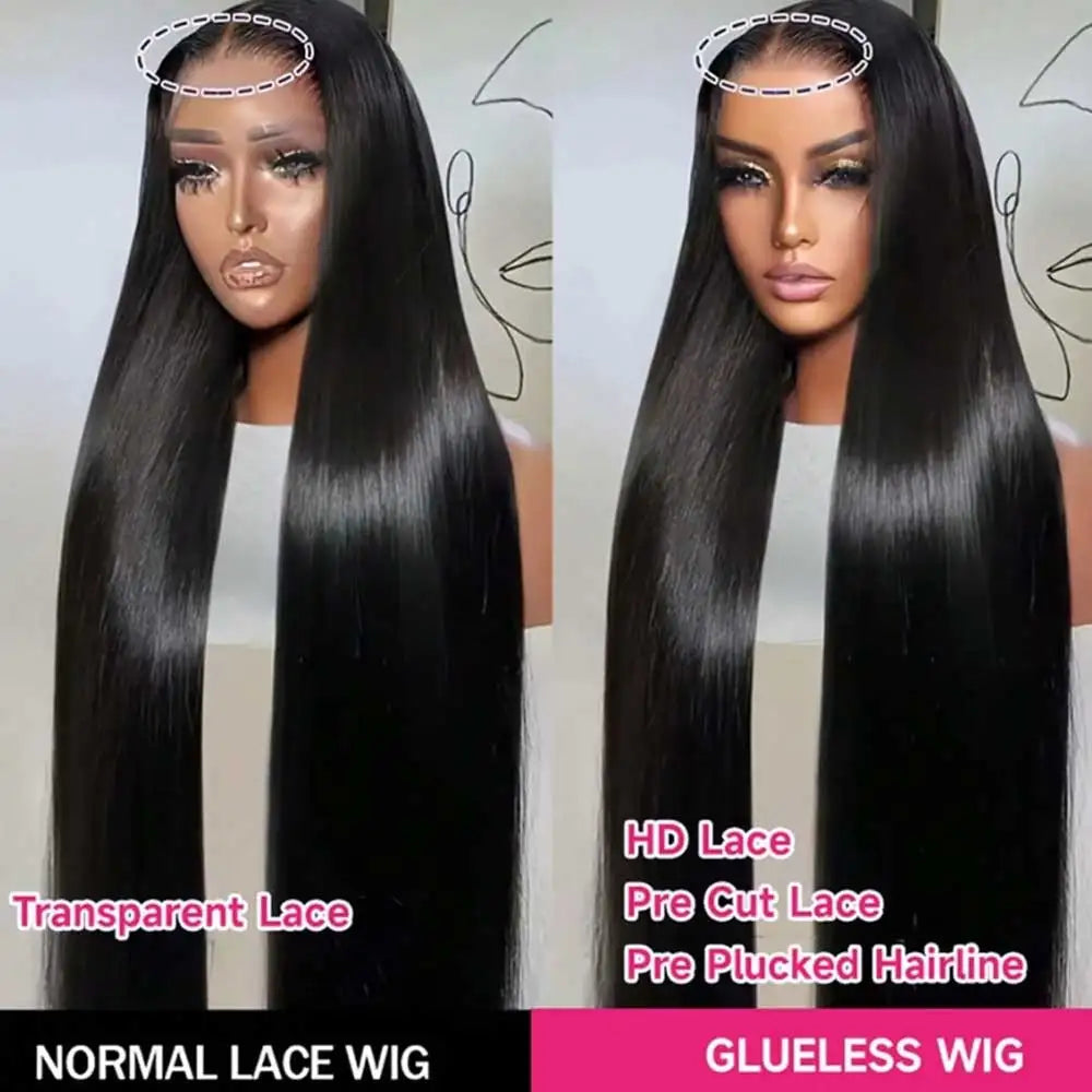 Body Wave Human Hair Wigs 13X6 Hd Lace Frontal Wig 250 Density 42 Inch  Pre Plucked Brazilian Hair 100% Natural Black