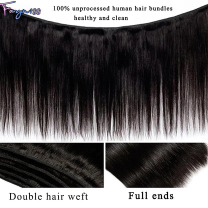 Fayniss Straight Human Hair Weave 1/3/4 Bundles Brazilian Raw Remy Human Hair Bundles 100% Unprocessed Human Hair Extension
