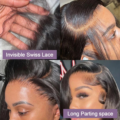 100% Human Hair Glueless Short Bob Wigs 13x6 Hd Lace Front Wig Frontal Vietnamese Multi Parting Braided Wear And Go Pre Plucked