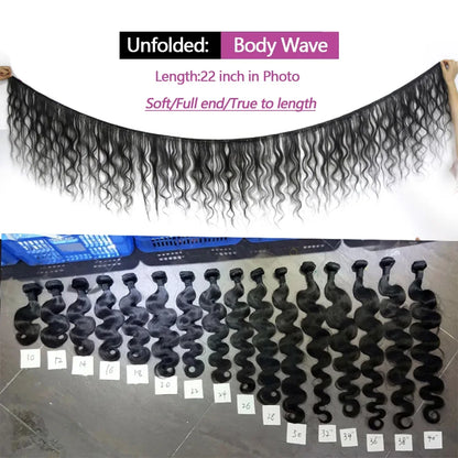 12A 24inch Body Wave Human Hair Bundles 100% Brazilian Raw Human Hair 1/3/4 Bundles for Women Thick Bundles 3 Days Delivery