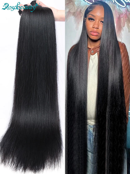 Rosabeauty 30 32 40 Inch Bundles 1 2 3 4 5 Bone Straight Brazilian Remy Human Hair Bundles Raw Extensions Tissage For Women