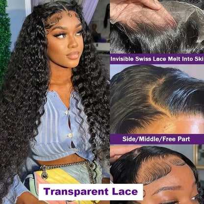 Deep Wave Human Hair Bundles with Closure 4x4 13x4 HD Lace Brazilian Remy Unprocessed Weaving Curly Hair Bundles Extensions Deal