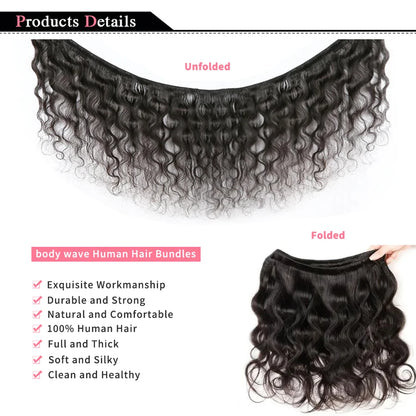 Body Wave Bundles Human Hair Natural Black Brazilian Hair Weave Bundles Human Hair Extensions 1 3 4 PCS Bundles