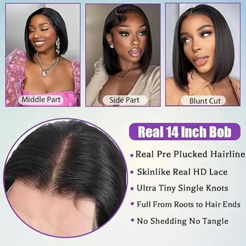 Rosslyn Straight Human Hair Wigs Bob 1b Black Wig 5x5 13x6 Hd Lace Frontal Wig Bleached Knoted Baby Hair Pre Plucked Flash Sale