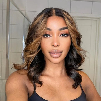 1B/30 Highlight Bob Wig Human Hair 13x4 Ombre Lace Front Wigs Human Hair 180% Body Wave Short Bob Brown Colored Human Hair Wigs