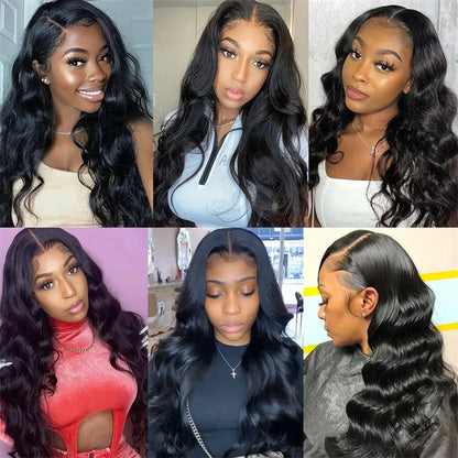 200 Density Body Wave 13x6 HD Transparent Lace Front Human Hair Wigs For Women 13x4 360 Lace Frontal Brazilian Wigs Pre Plucke
