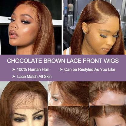 Short Human Hair Wigs Bob Wig Human Hair 100% Chocolate Brown 13X6 Hd Lace 13X4 Brown Wigs Wear And Go Glueless Human Hair Wig