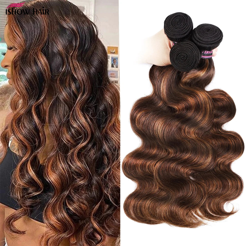 FB 30 Highlight Bundles Brazilian Body Wave 100% Human Hair Bundles 1B 4 30 Ombre Remy Human Hair Wavy Virgin Hair Extentions