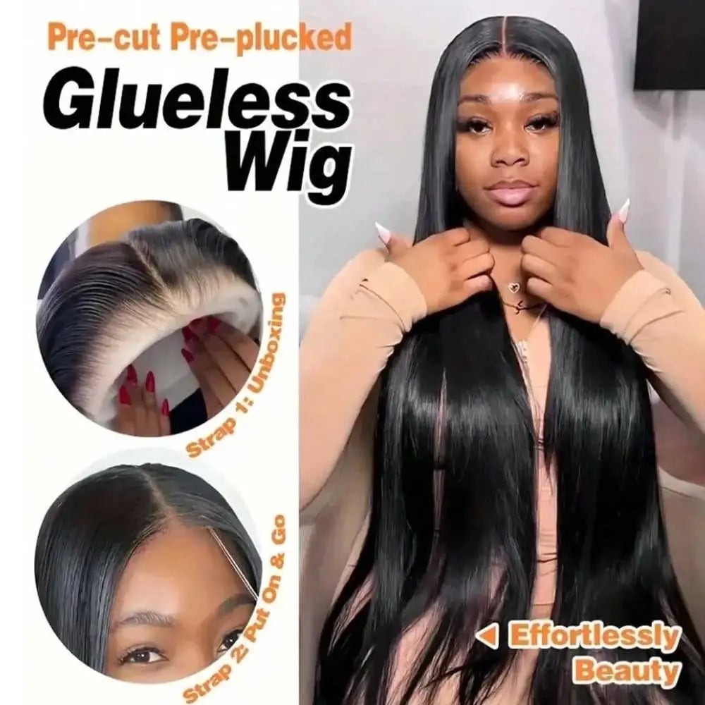 Body Wave Human Hair Wigs 13X6 Hd Lace Frontal Wig 250 Density 42 Inch  Pre Plucked Brazilian Hair 100% Natural Black