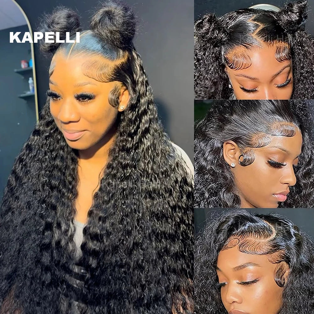 Deep Wave Human Hair Bundles with Closure 4x4 13x4 HD Lace Brazilian Remy Unprocessed Weaving Curly Hair Bundles Extensions Deal