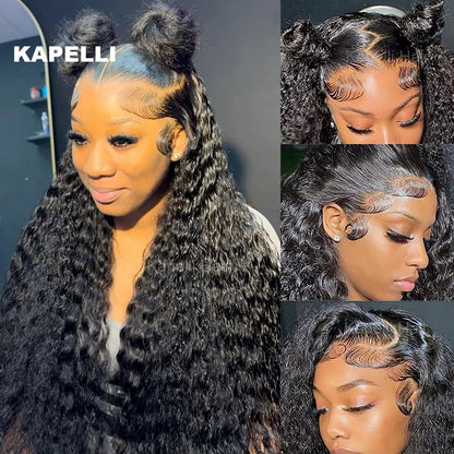 Deep Wave Human Hair Bundles with Closure 4x4 13x4 HD Lace Brazilian Remy Unprocessed Weaving Curly Hair Bundles Extensions Deal
