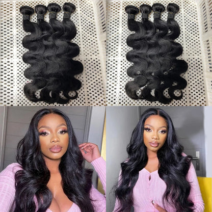12A 24inch Body Wave Human Hair Bundles 100% Brazilian Raw Human Hair 1/3/4 Bundles for Women Thick Bundles 3 Days Delivery