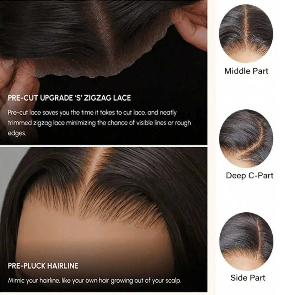 Body Wave Human Hair Wigs 13X6 Hd Lace Frontal Wig 250 Density 42 Inch  Pre Plucked Brazilian Hair 100% Natural Black