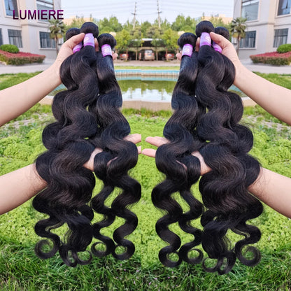28 32" Body Wave Human Hair Bundle with Closure Frontal HD Transparent Lace Closure And Bundle 100% Virgin Human Hair Extension