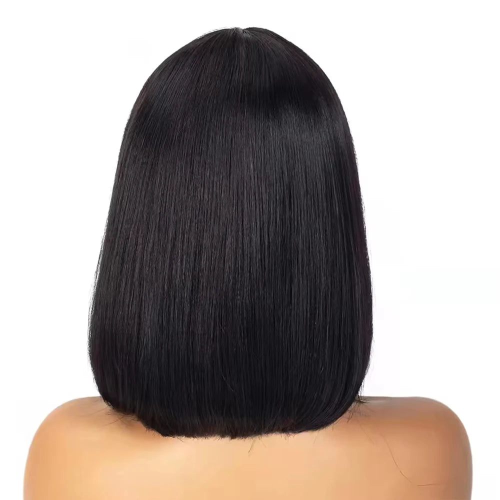 Rosslyn Bob Wig Human Hair Straight Wigs Full Machine Wig Black Wig 1b Bleached Knoted Short Human Hair Wigs Brazilian Original