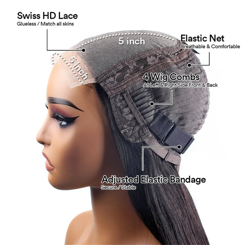 Body Wave Human Hair Wigs Glueless Lace Frontal Wigs 5X5 Hd Lace Closure Wigs Pre Cut Brazilian For Women 220 Density 30 32 Inch