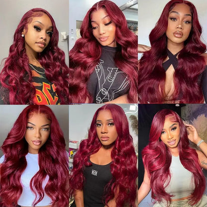 99j Burgundy Body Wave Bundles Human Hair Colored Wine Red 3 4 Bundles Unprocessed Raw Real Human Hair Extensions Bundles Deals