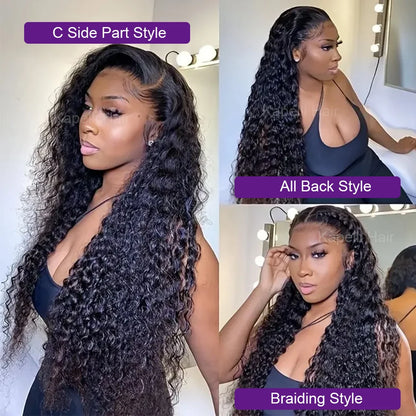 Deep Wave Human Hair Bundles with Closure 4x4 13x4 HD Lace Brazilian Remy Unprocessed Weaving Curly Hair Bundles Extensions Deal