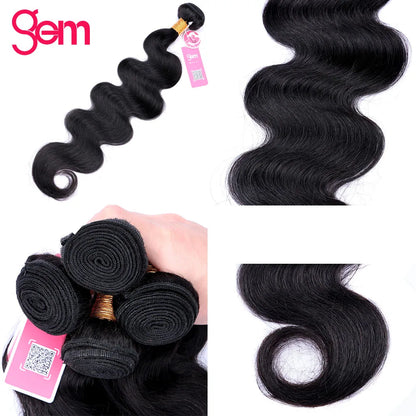 Body Wave Bundles Human Hair 1/3/4 Bundles 100% Human Hair Natural Black Color Brazilian Virgin Weave Bundles Hair Extensions