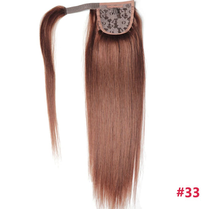 ZZHAIR 100% Human Hair Extensions 16"-26" Magic Wrap Around Ponytail 140g Clip In  Machine Made Remy Horsetail Stragiht