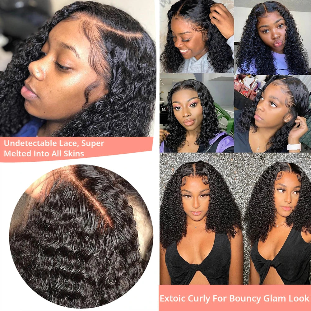 Curly Short Bob Wigs 13x4 7x5 Glueless Ready To Wear Brazilian 100% Human Hair Deep Wave 13x6 Hd Lace Front Wig For Women 250%