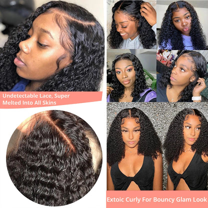 Curly Short Bob Wigs 13x4 7x5 Glueless Ready To Wear Brazilian 100% Human Hair Deep Wave 13x6 Hd Lace Front Wig For Women 250%