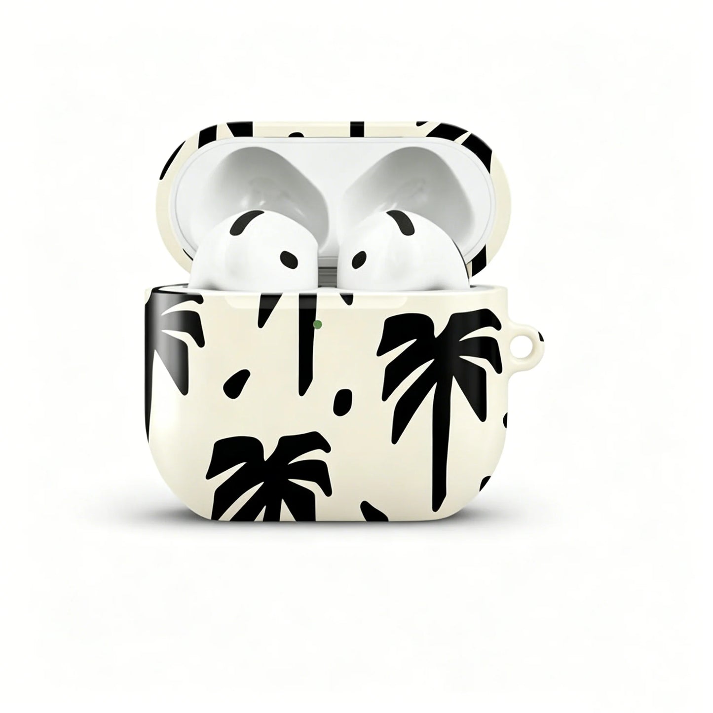 Cream Black Palm Tree Pod Luxury BUGRs Shockproof Protective Glossy HD Hard PC Cover Case For AirPods Earphone 1 2 3 Pro Pro2