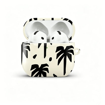 Cream Black Palm Tree Pod Luxury BUGRs Shockproof Protective Glossy HD Hard PC Cover Case For AirPods Earphone 1 2 3 Pro Pro2