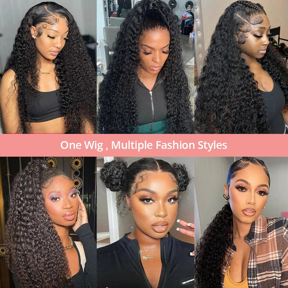 40 Inch Deep Wave Lace Frontal Wig Glueless Ready to Wear Pre Plucked Water Curly 13x4 13x6 HD Lace Front Human Hair Wigs Women