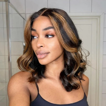 1B/30 Highlight Bob Wig Human Hair 13x4 Ombre Lace Front Wigs Human Hair 180% Body Wave Short Bob Brown Colored Human Hair Wigs