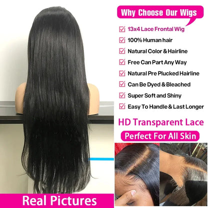 200 Density 40 Inch Bone Straight 13x4 13x6 360 Lace Front Wig Hd Transparent Lace Frontal Wig Human Hair Pre Plucked Lace Wigs