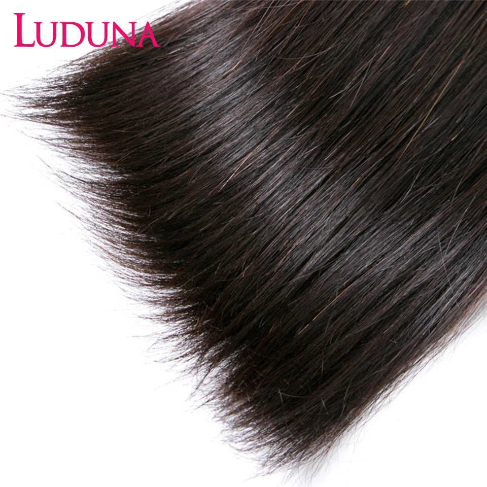 Luduna Straight Bundles Human Hair Brazilian Human Hair Bundles Remy Extensions 1/3/4 Bundle Deal Weave Double Weft Hair Weaving