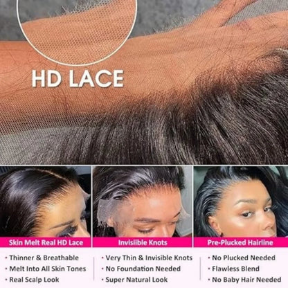 Body Wave Human Hair Wigs 13X6 Hd Lace Frontal Wig 250 Density 42 Inch  Pre Plucked Brazilian Hair 100% Natural Black