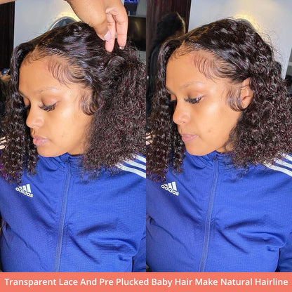 Curly Short Bob Wigs 13x4 7x5 Glueless Ready To Wear Brazilian 100% Human Hair Deep Wave 13x6 Hd Lace Front Wig For Women 250%