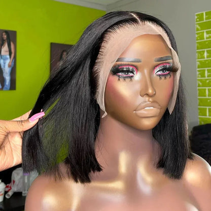 13x4 13x6 HD Bone Straight Lace Frontal Human Hair Brazilian 100% Short Bob Wig For Women 200% Straight Lace Front Bob Wigs