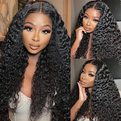 5x5 Glueless Deep Wave Ready to Wear Lace Clousure Wig Human Hair Pre Plucked 6x4 Curly Brazilian Transparent Lace Frontal Wigs