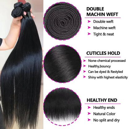 Rosabeauty 30 32 40 Inch Bundles 1 2 3 4 5 Bone Straight Brazilian Remy Human Hair Bundles Raw Extensions Tissage For Women