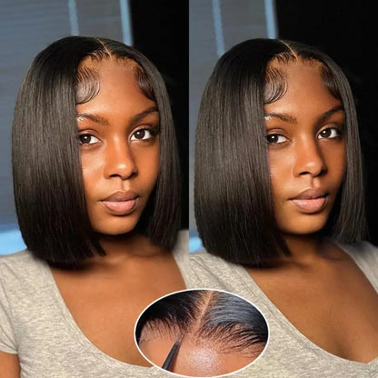 Bob Wig Human Hair 4x4 5x5 Bob Lace Front Brazilian Wigs For Women High Density Straight 13x6 HD Transparent Lace Frontal Wigs