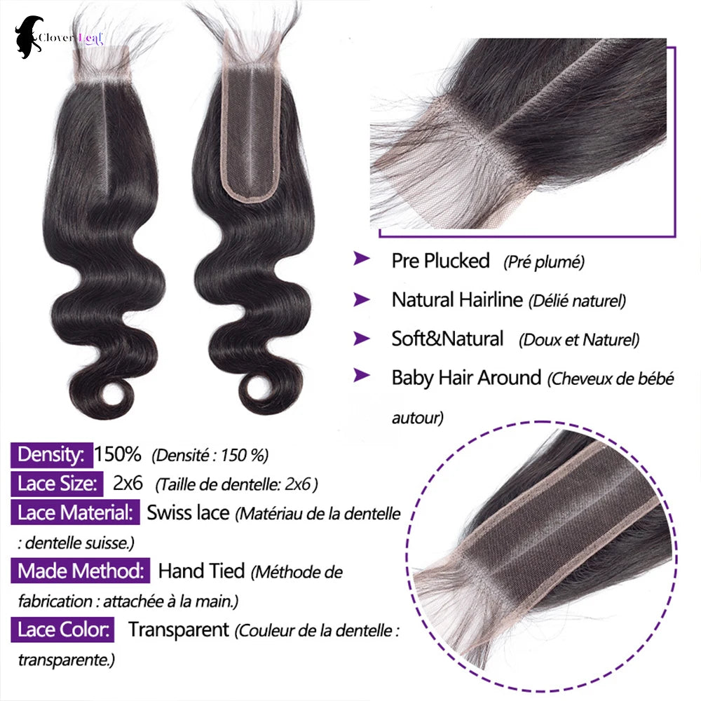 Body Wave Human Hair Bundles And Closure 2x6 Lace Closure 26 inch Human Hair Bundles With Closure Brazilian Raw Hair Bundles