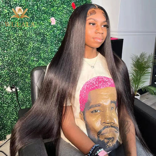 200 Density 40 Inch Bone Straight 13x4 13x6 360 Lace Front Wig Hd Transparent Lace Frontal Wig Human Hair Pre Plucked Lace Wigs