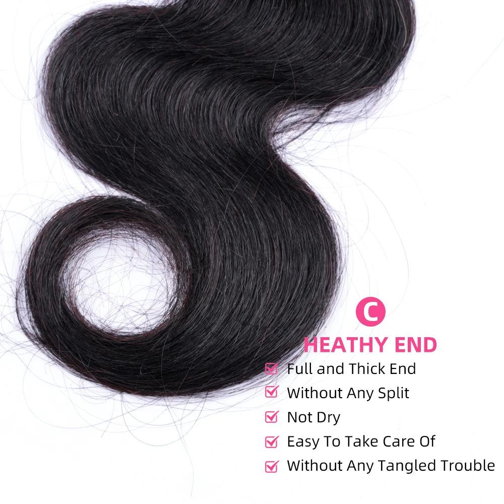 Body Wave Bundles Human Hair 1/3/4 Bundles 100% Human Hair Natural Black Color Brazilian Virgin Weave Bundles Hair Extensions