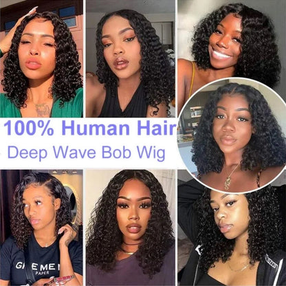 100% Curly Human Hair Glueless Wigs 13x6 Hd Lace Front Wig Jerry Burmese Curly Closure Frontal Short Bob Ready to Wear And Go