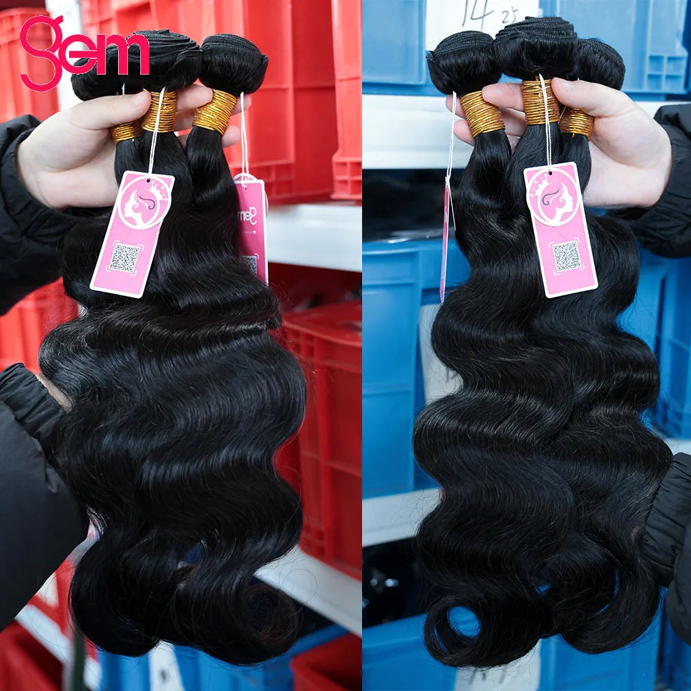Body Wave Bundles Human Hair 1/3/4 Bundles 100% Human Hair Natural Black Color Brazilian Virgin Weave Bundles Hair Extensions