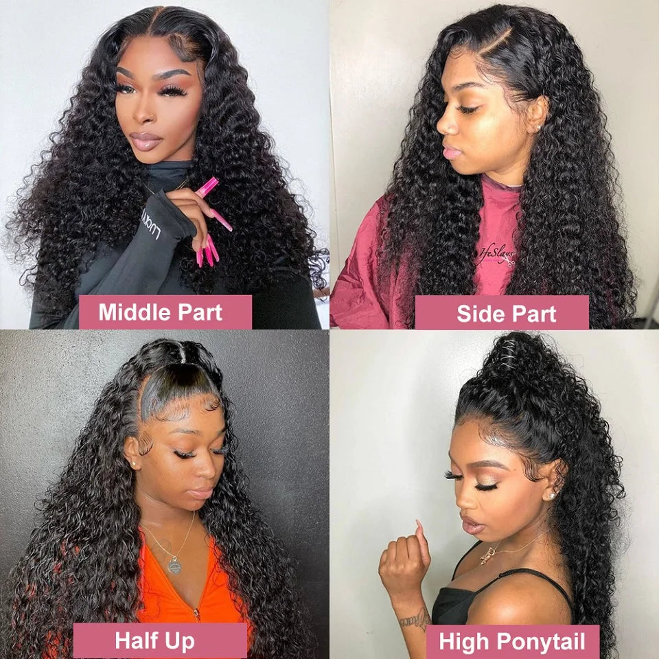 40 Inch Deep Wave Lace Frontal Wig Glueless Ready to Wear Pre Plucked Water Curly 13x4 13x6 HD Lace Front Human Hair Wigs Women